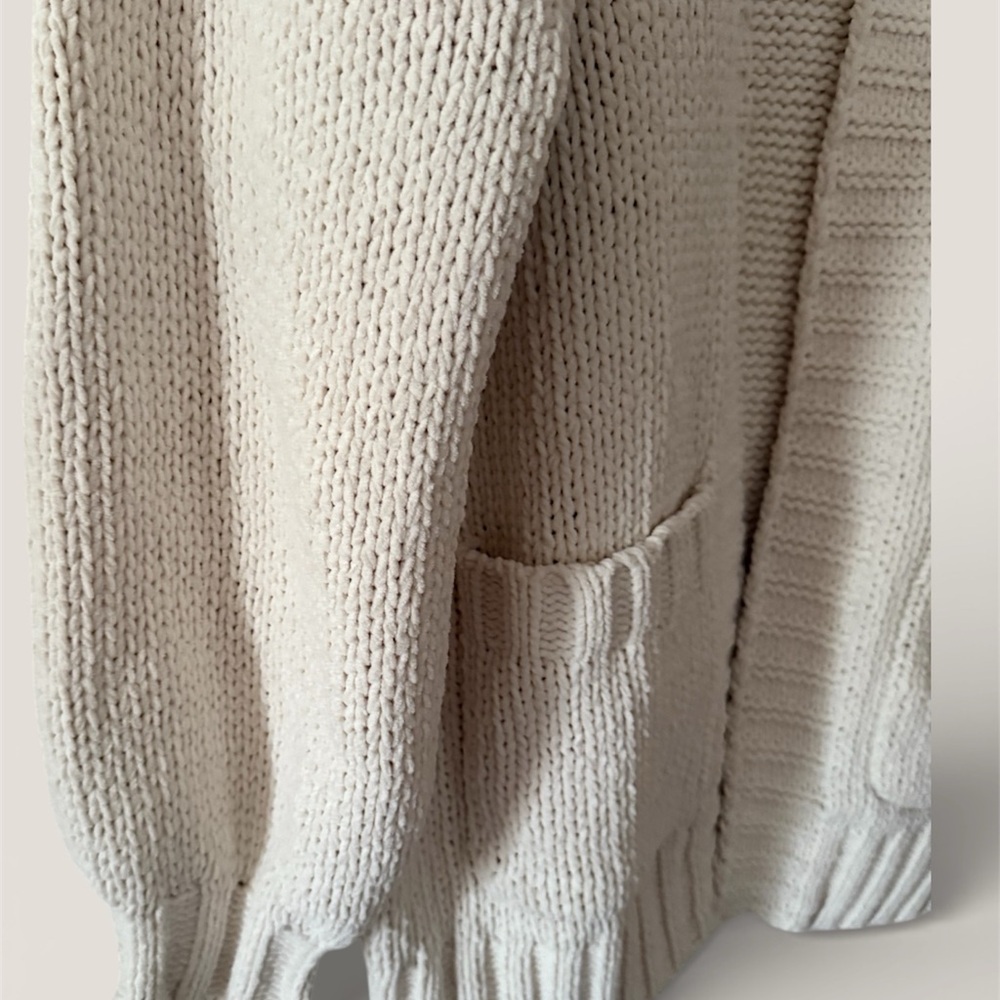 American Eagle Cream Knit Cardigan XS Cozy Open Front - Picture 5 of 6